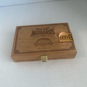 Vintage Solid Wooden Cigar Box Natural Brown Storage Chest Craft Supply DIY